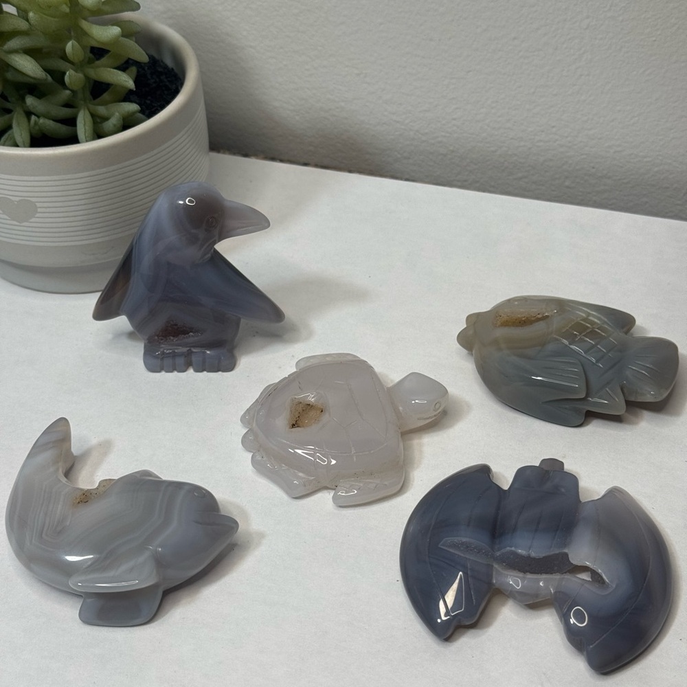 Druzy Agate Animal Carvings